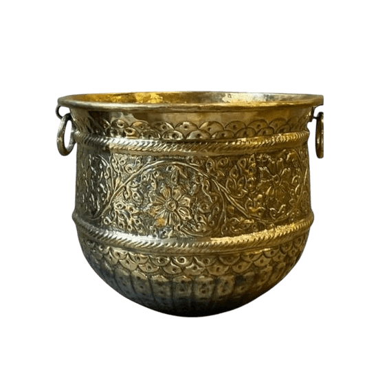 IRON CHASING METAL GARDEN HOSE POT WITH HANDLE (ANTIQUE)